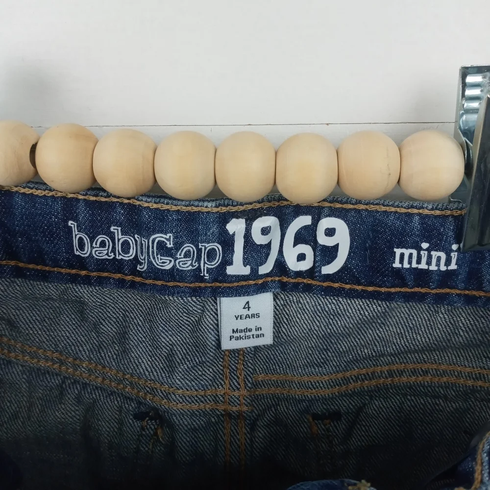 Baby Gap girls size 4 mini denim normal wash jean skirt slide snap with zipper